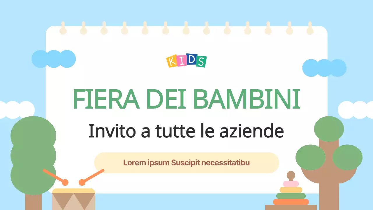Il bando azzurro e giallo per gli espositori della Fiera dei bambini