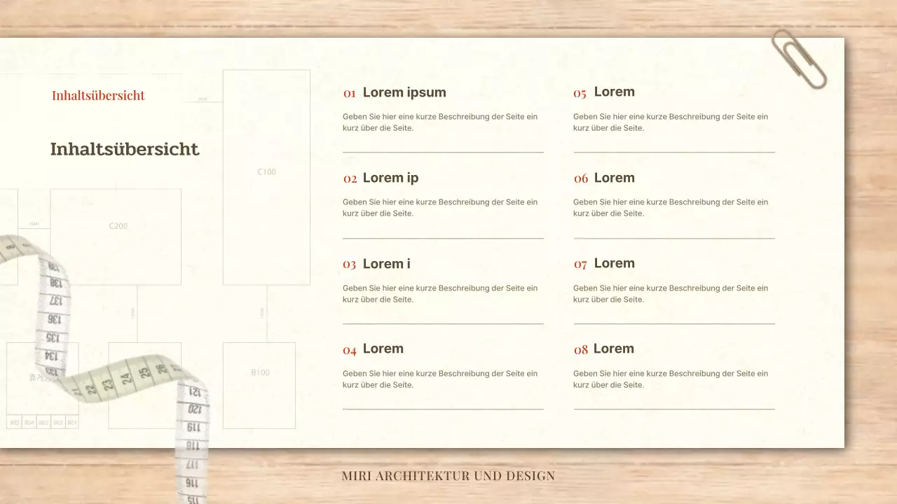 Einfacher Architektur- und Designauftrag in Rot und Beige