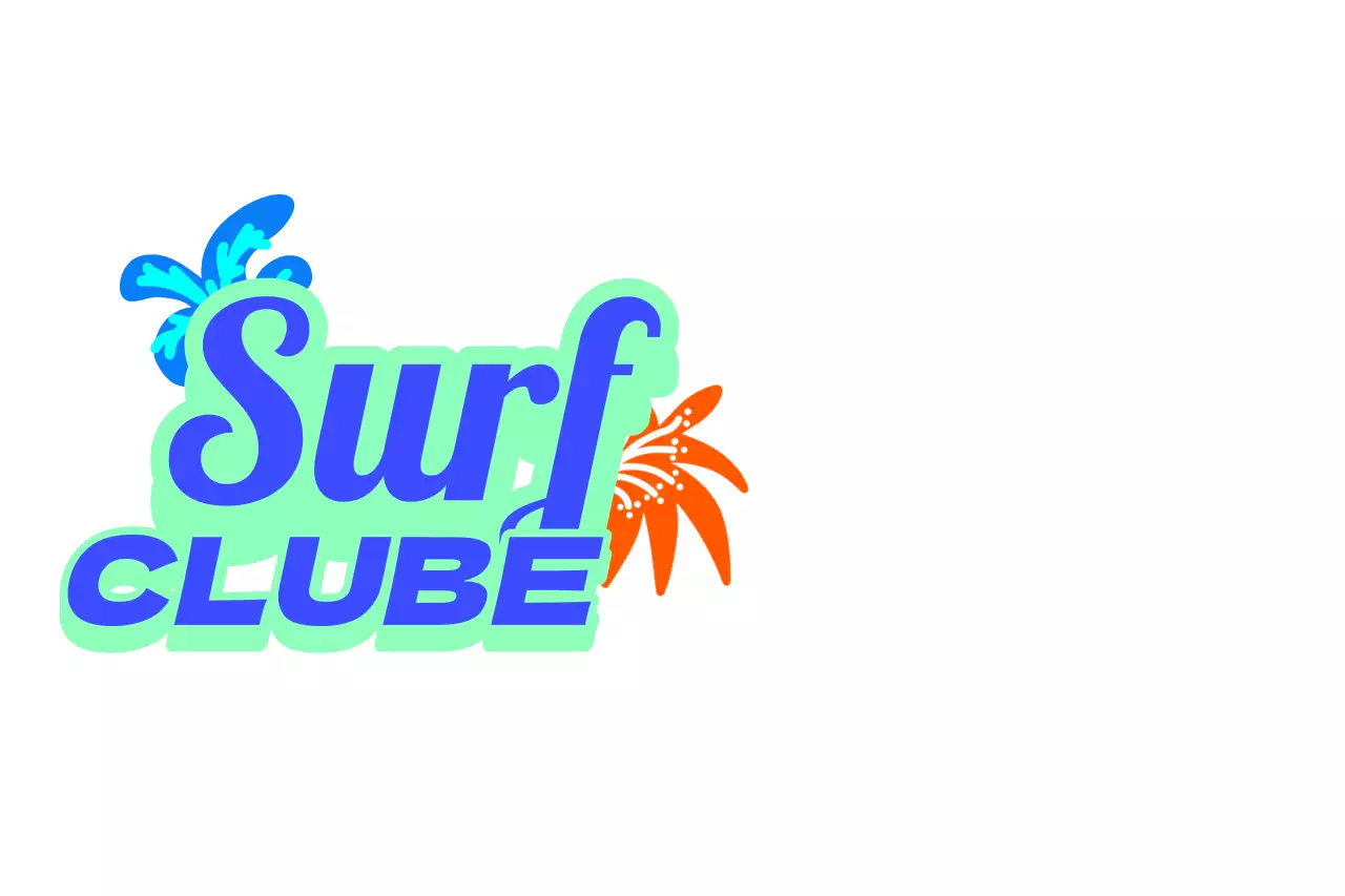 Um conceito de tipografia inglesa multicolorida para um clube de surf