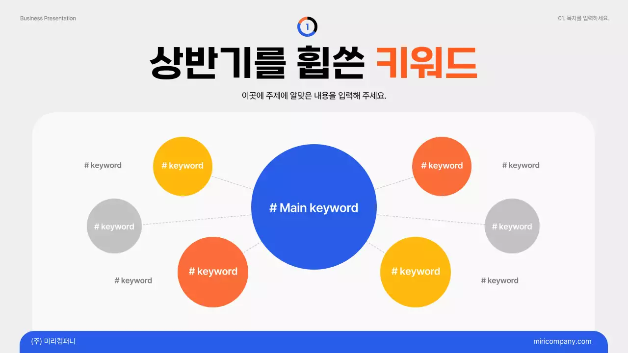 파랑과 주황의 심플한 마케팅 트렌드 이슈 보고서