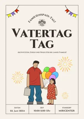 Werben Sie für ein modernes Vatertagsfest in Elfenbein und Schwarz