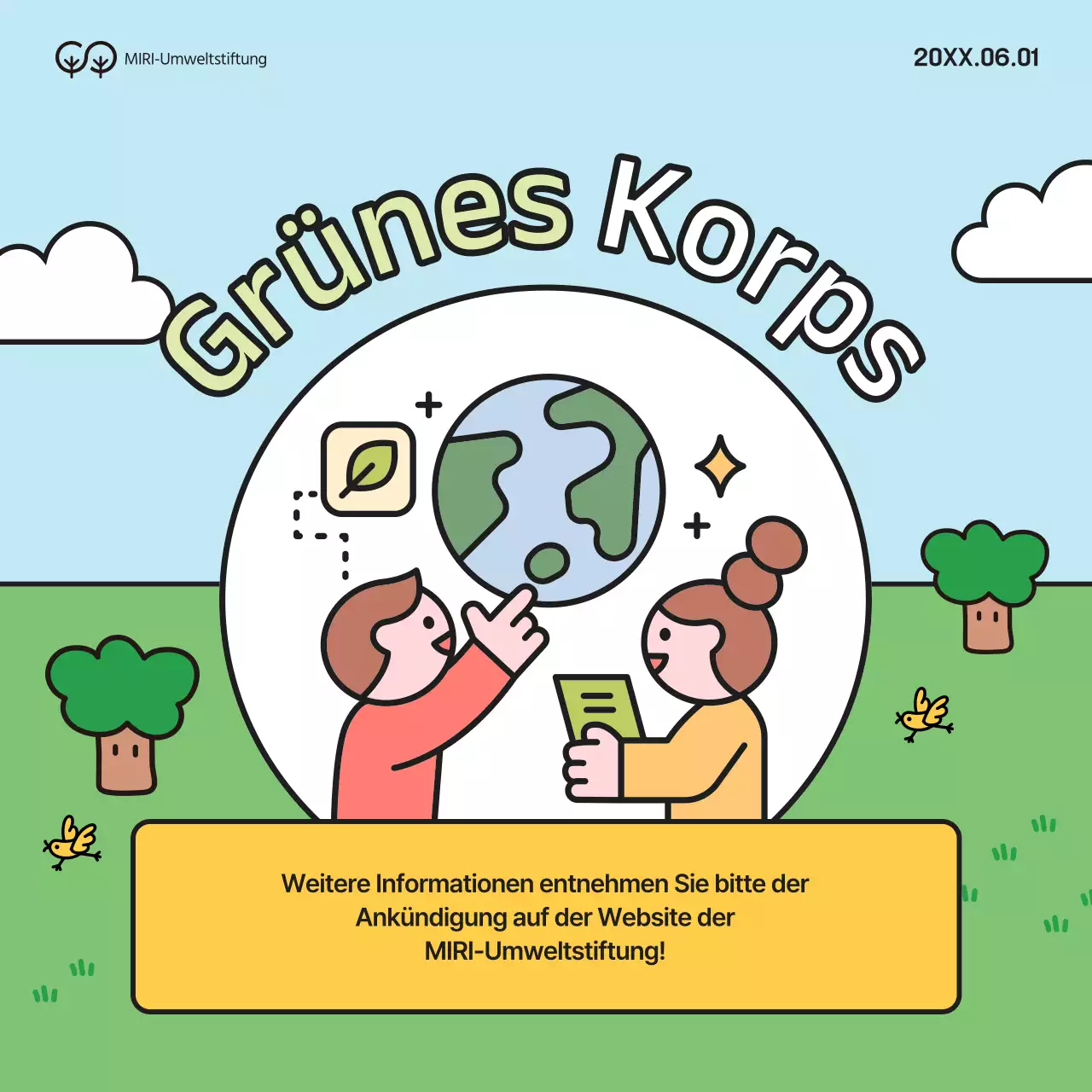 Rekrutierungskampagne für grüne und gelbe Umweltfreiwillige an Universitäten