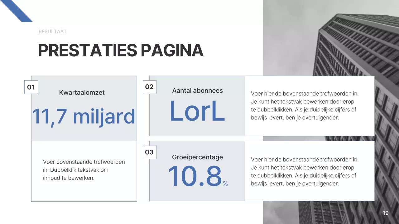 Een eenvoudig bedrijfsrapport in blauw en lichtblauw