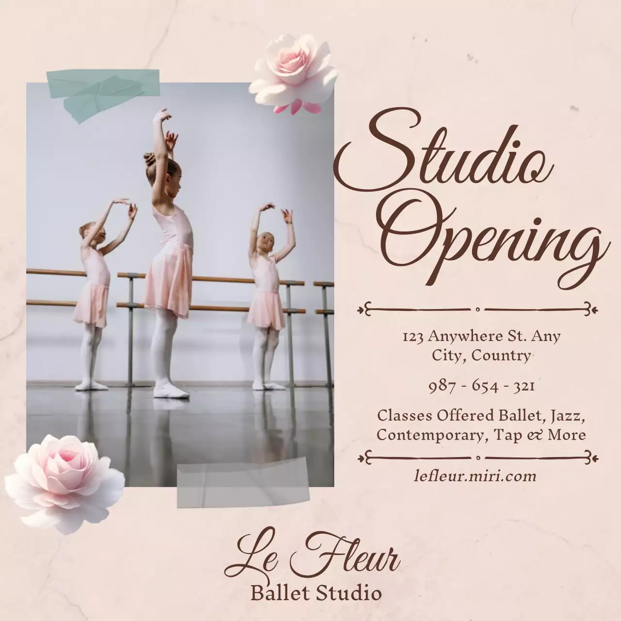 Beige Elegant Ballet Promotion Social Media Post