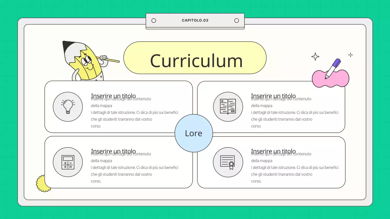 Prospetto scolastico giallo e menta in stile kitsch