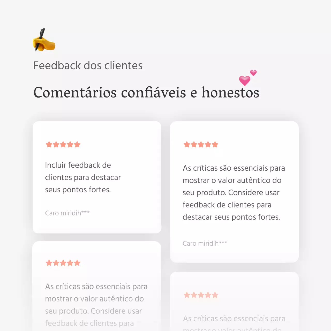 Uma crítica ou anúncio de uma loja de moda com um estilo simples de emoji branco e cinzento.