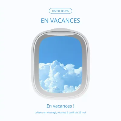 Un simple faire-part de vacances en bleu clair et gris