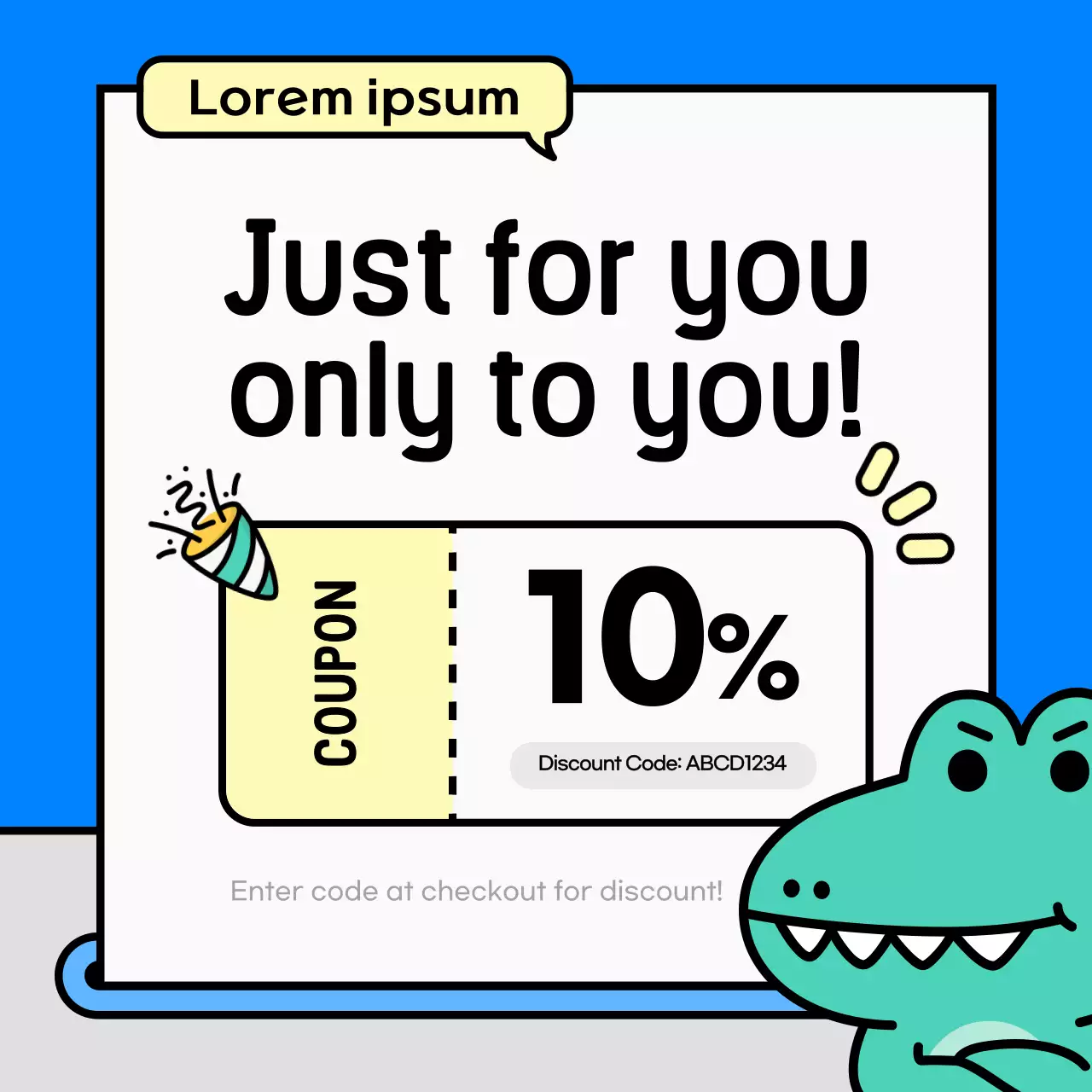 Blue Playful Coupon Promotion Social Media Post