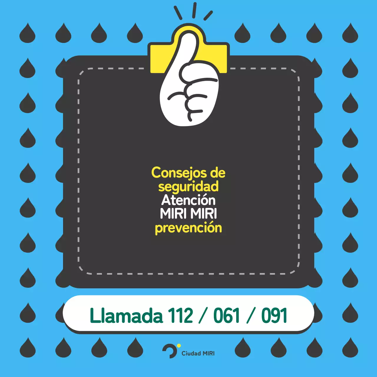 Guía de seguridad para la estación lluviosa, en azul y negro y en estilo pop-art