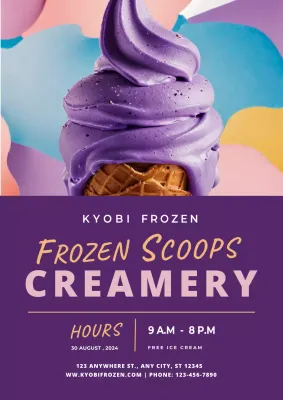 Purple Trendy Ice Cream Promotion Poster