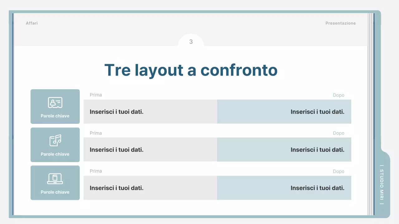 Un semplice prospetto di formazione in azzurro e grigio