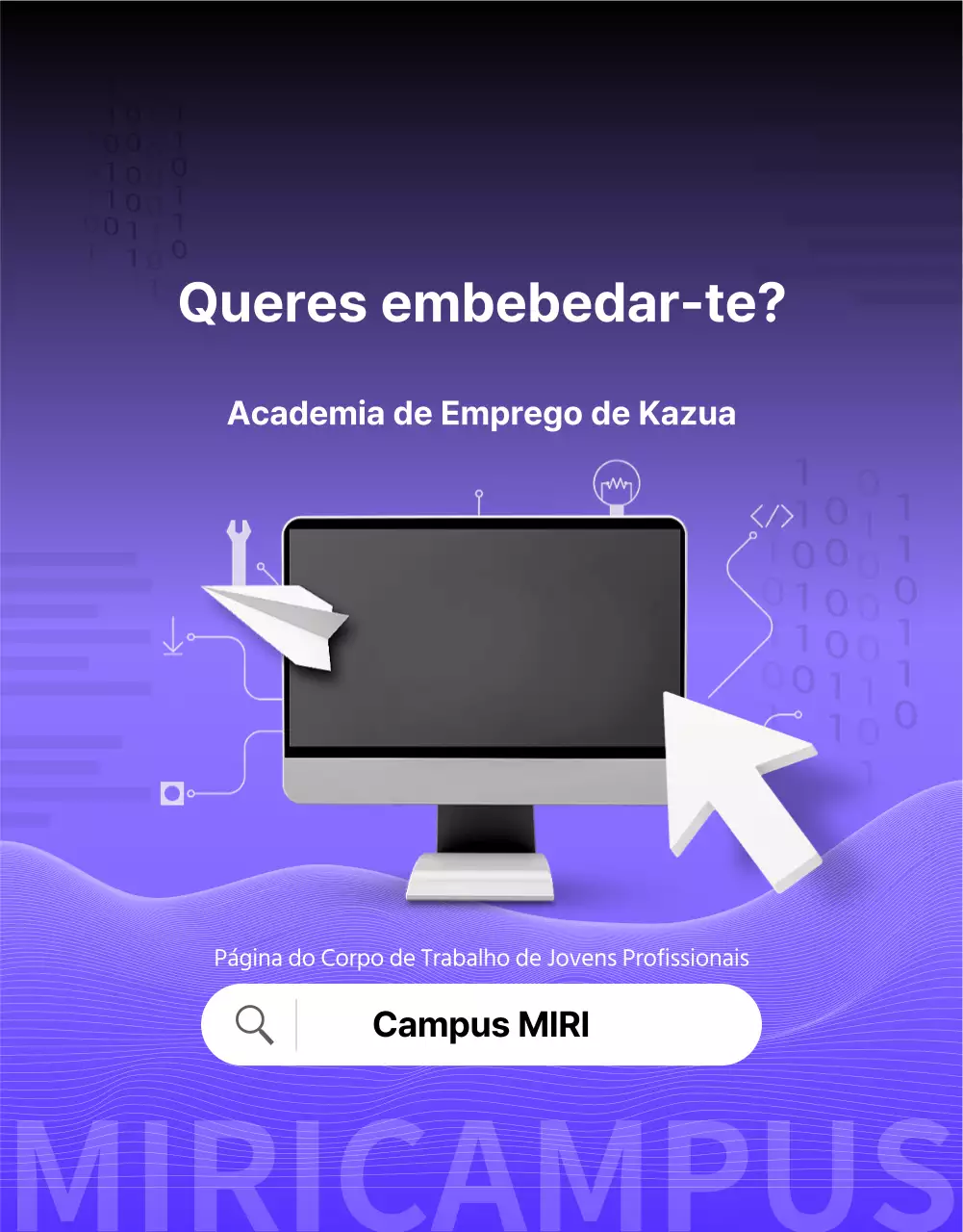 Um anúncio de recrutamento de licenciados simples, a roxo e preto