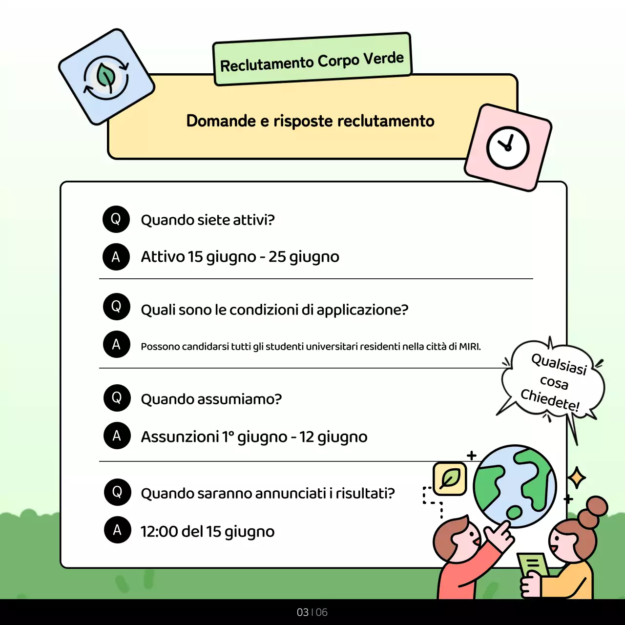 Promuovere i colori verde e chartreuse del corpo ambientale del settore pubblico.