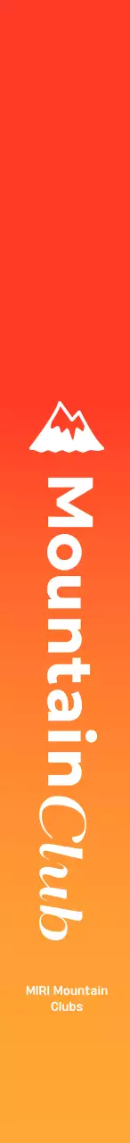 Mempromosikan klub pendakian gunung dengan warna merah dan biru