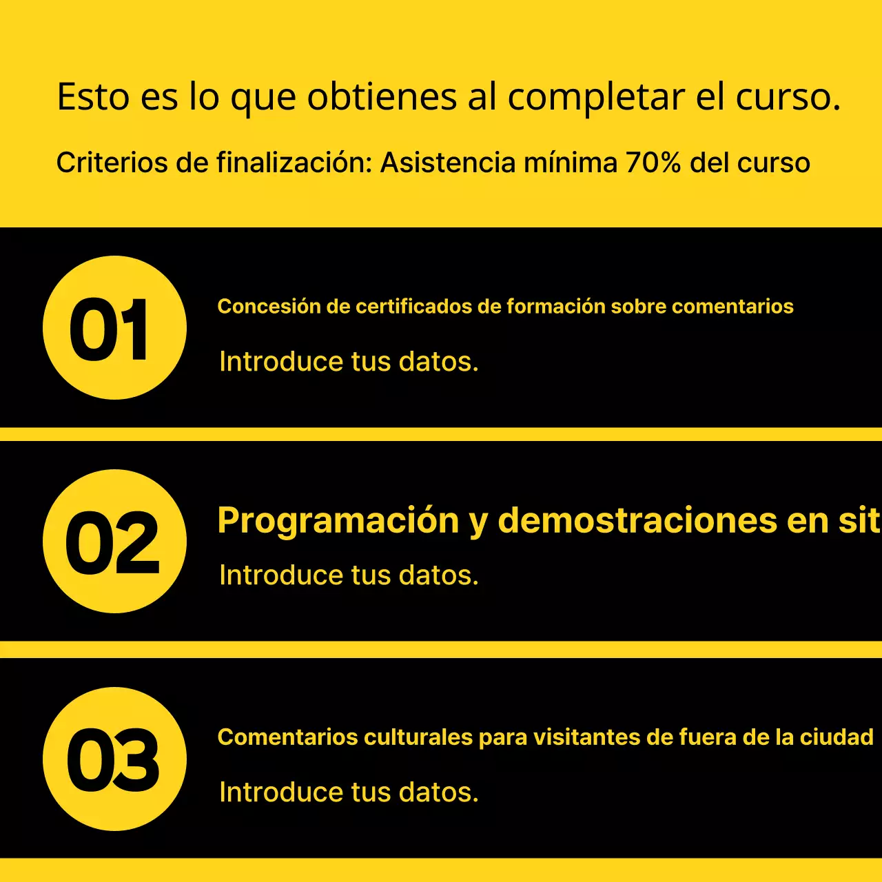 Anuncio de contratación de comentarista cultural minimalista en amarillo y negro
