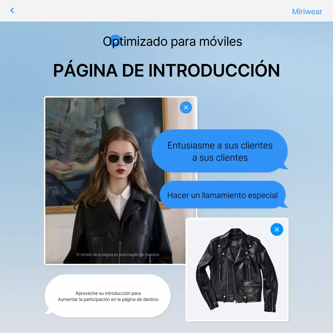 Promueva una introducción a la moda en azul y blanco