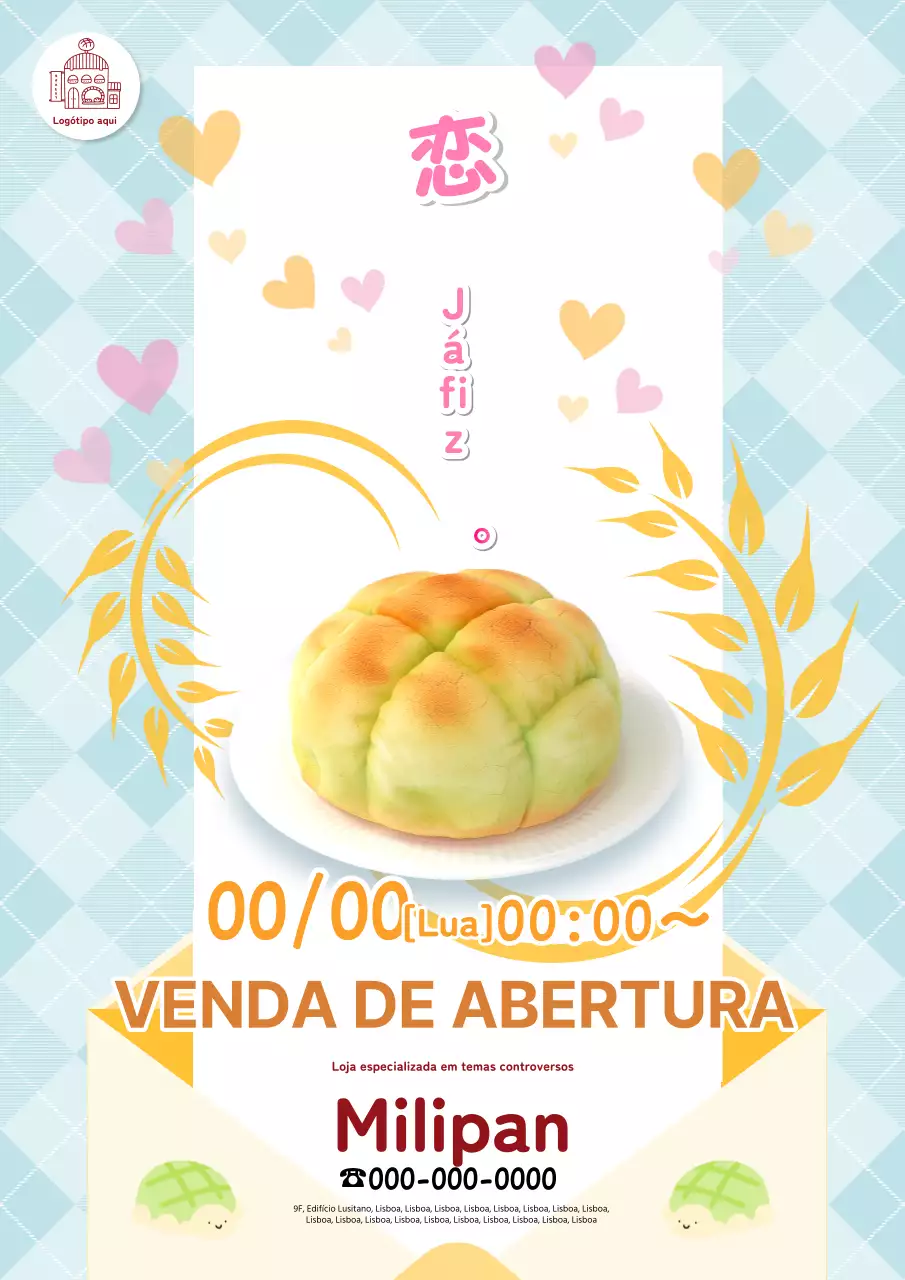 Anúncio simples e giro de uma padaria de melões à venda em azul.