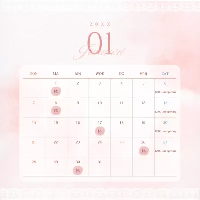 Schattige roze kanten kalender voor aankondigingen van verkoopgerelateerde afspraken