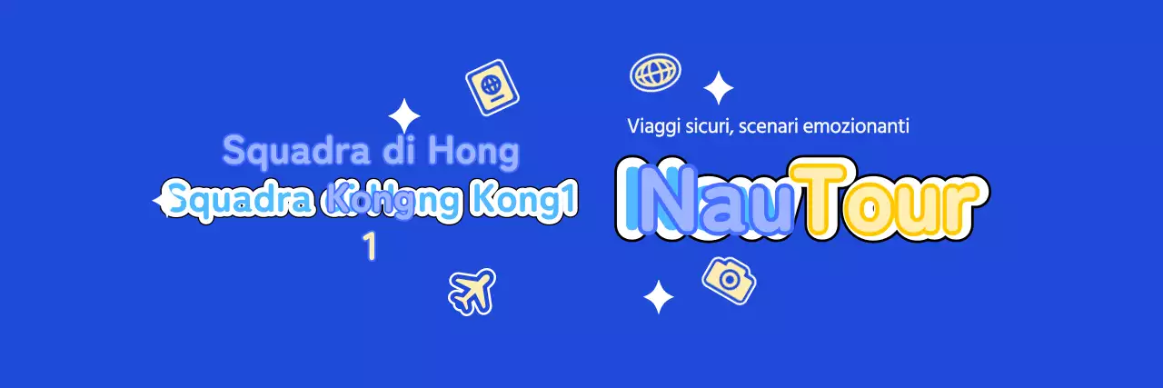 Disegnate una simpatica guida turistica con nuvole e icone diverse.