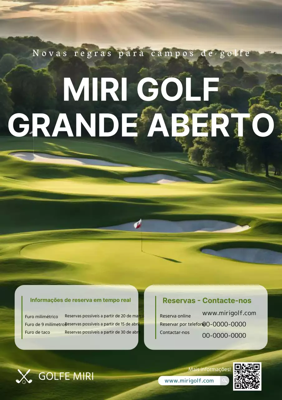Folheto simples de abertura de campo de golfe em verde
