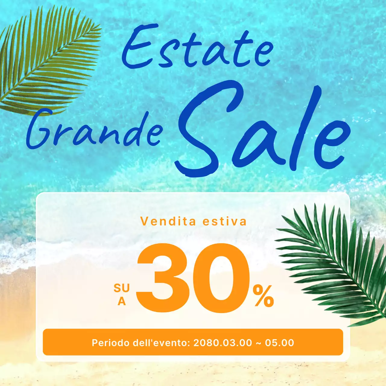Un semplice annuncio di saldi estivi in blu