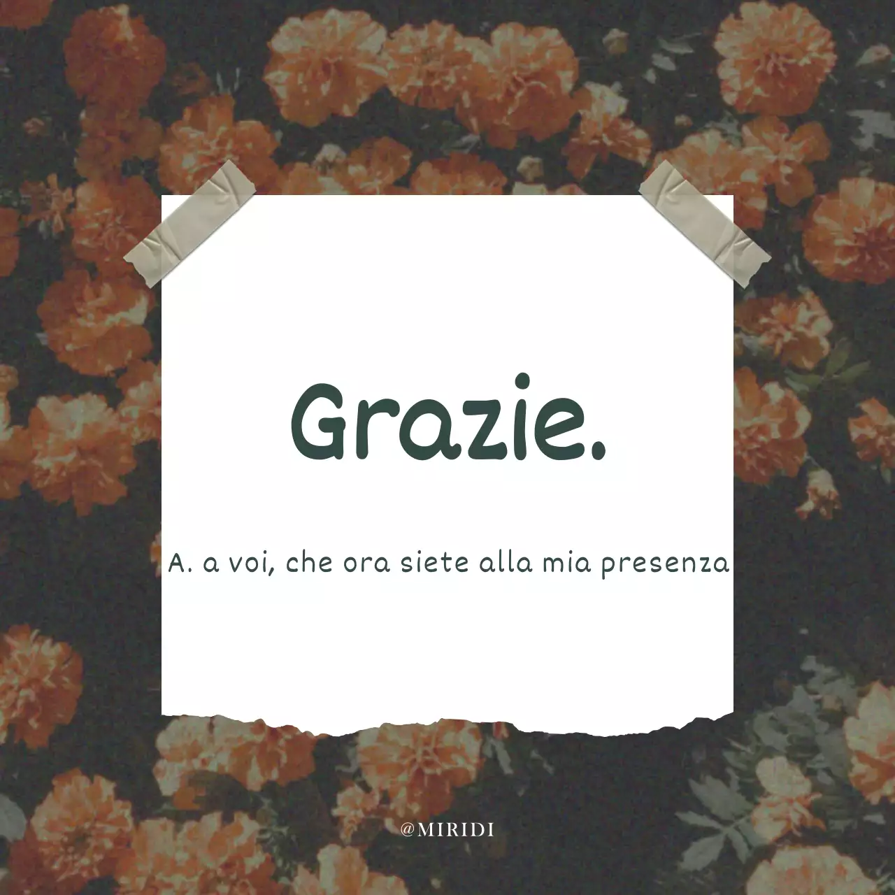 Carta per biglietti di ringraziamento vintage in arancione e cachi