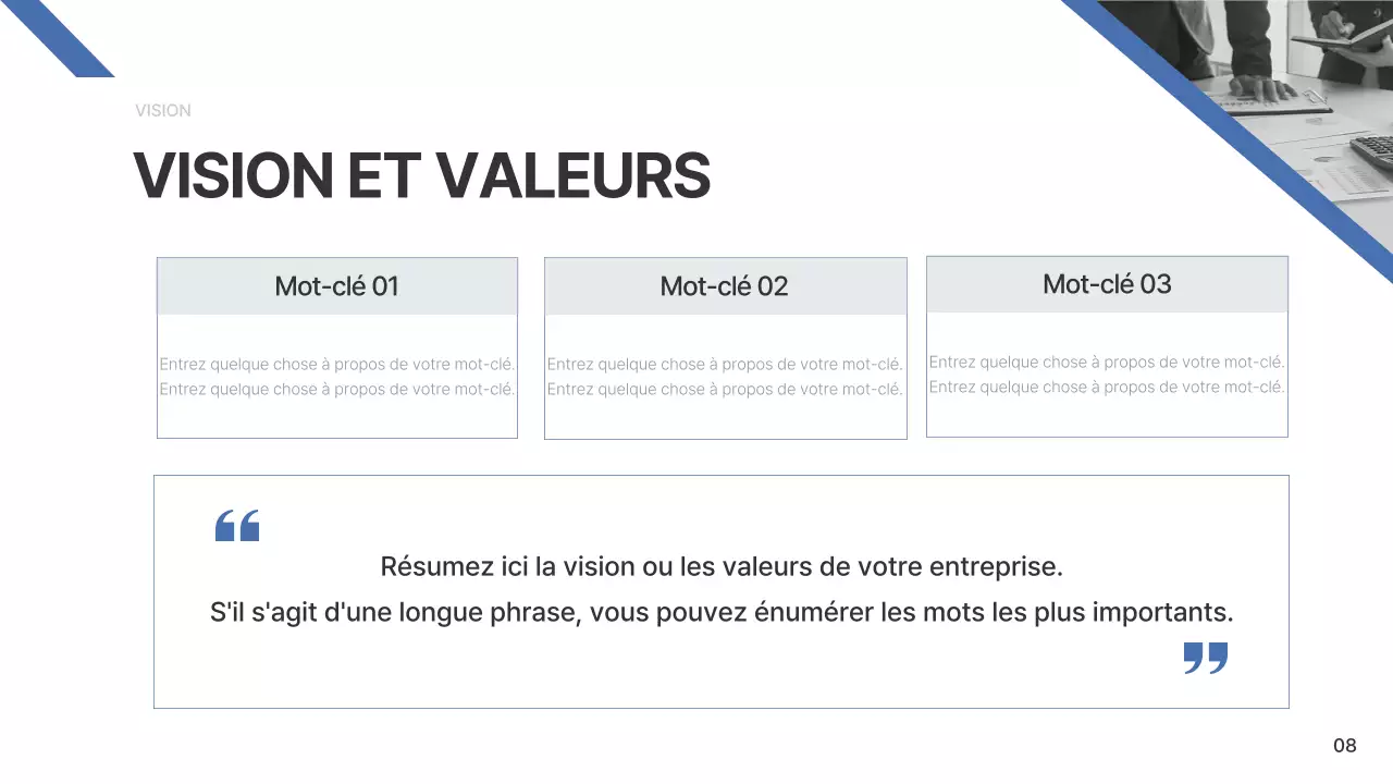 Un rapport d'entreprise simple en bleu et bleu clair