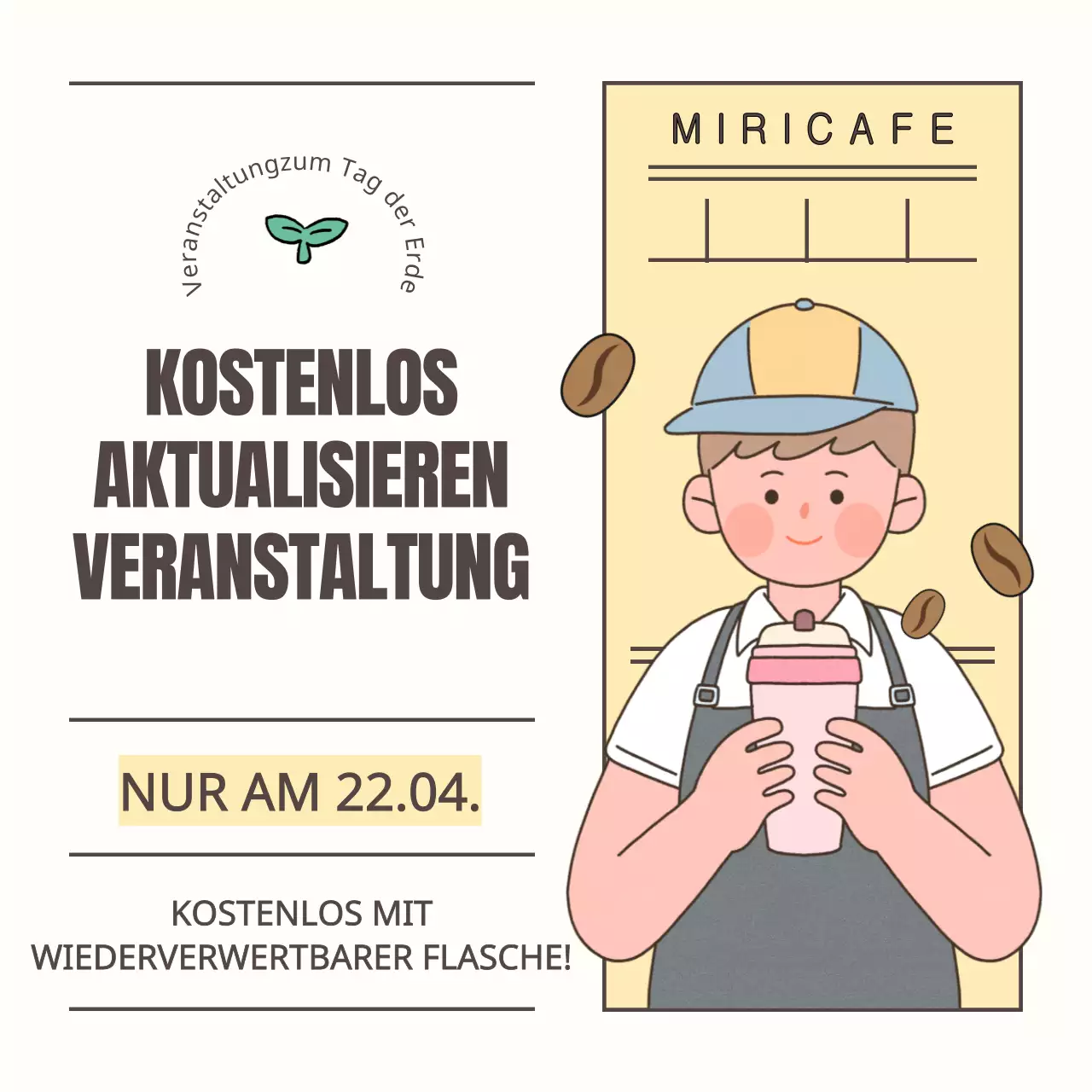 Einfache Veranstaltungsankündigung zum Tag der Umwelt in Gelb und Hellblau