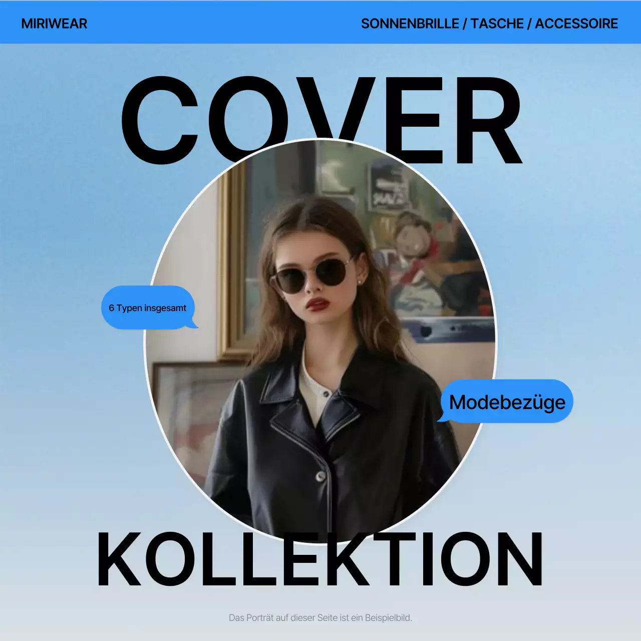 Eine trendige Modehülle in Blau und Weiß