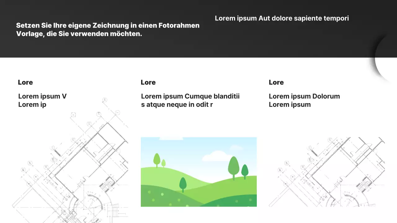 Einfacher architektonischer Zeichnungsbericht in Schwarz und Weiß