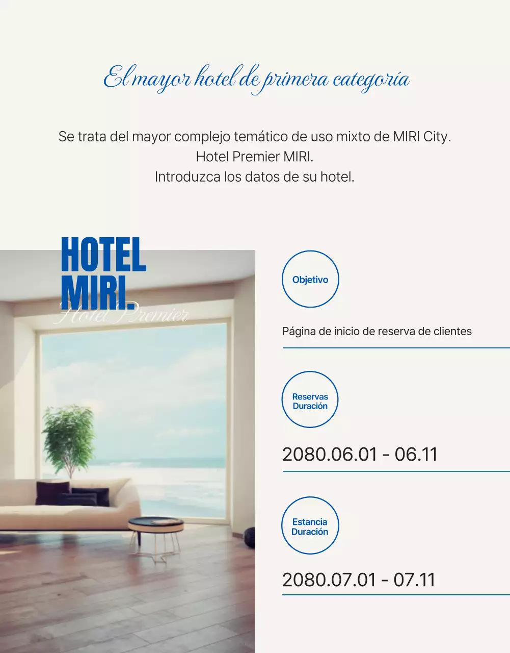 Promocione un sencillo hotel de temporada de verano en azul