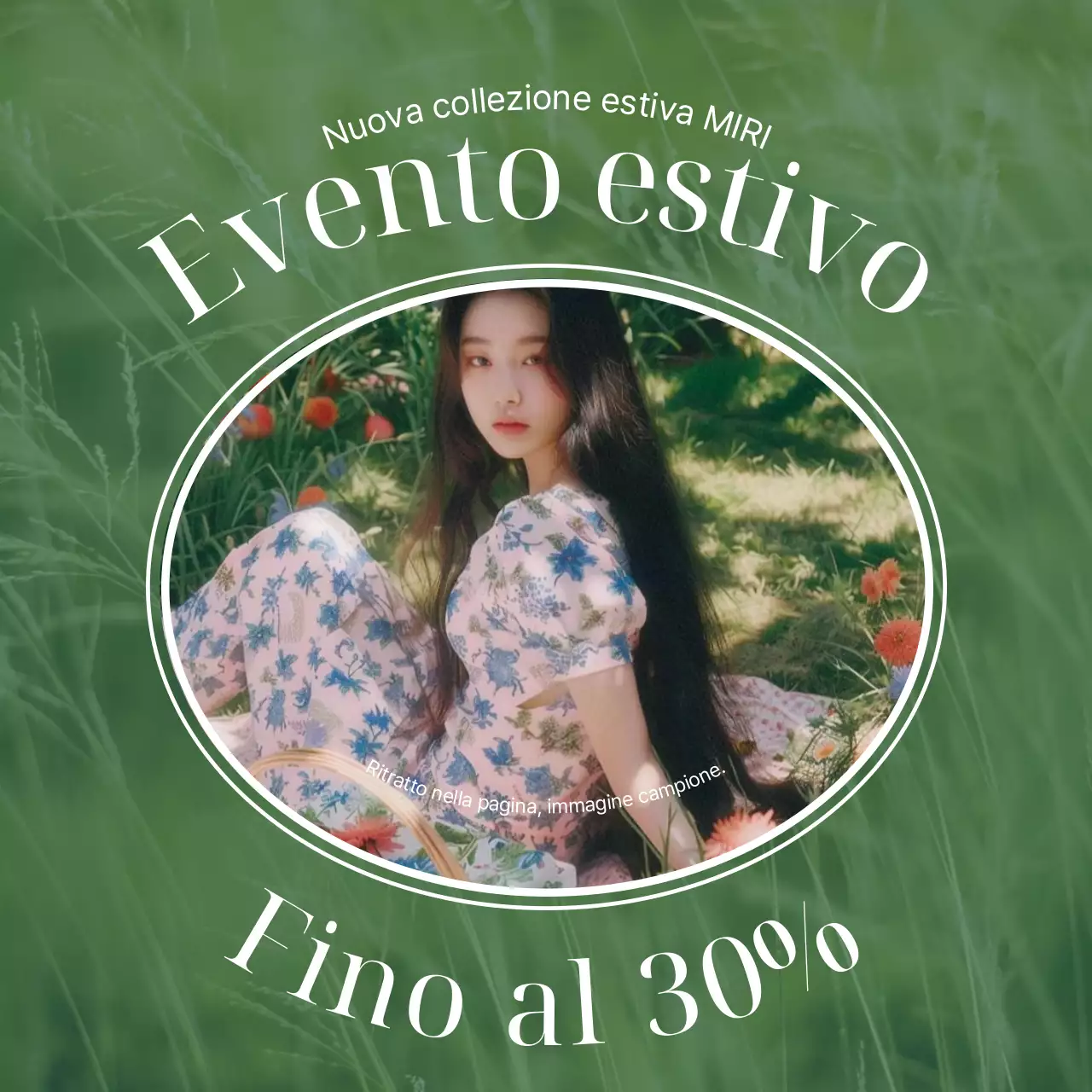 Un annuncio di stile semplice ed estivo in verde