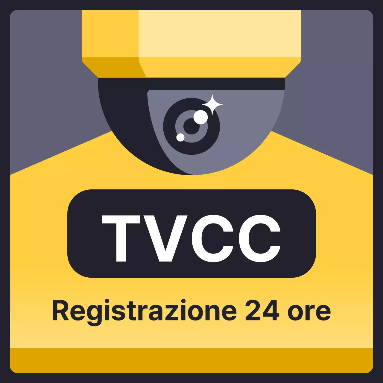 Annuncio di registrazione TVCC di base giallo e grigio
