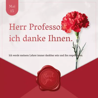 Ein klassisches Dankesschreiben zum Lehrertag in Rot und Beige