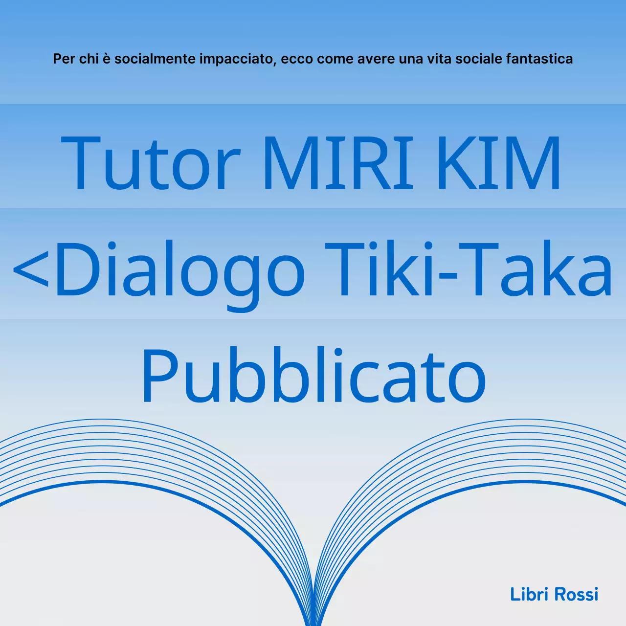 Promozione minimalista del lancio di un libro in blu e azzurro
