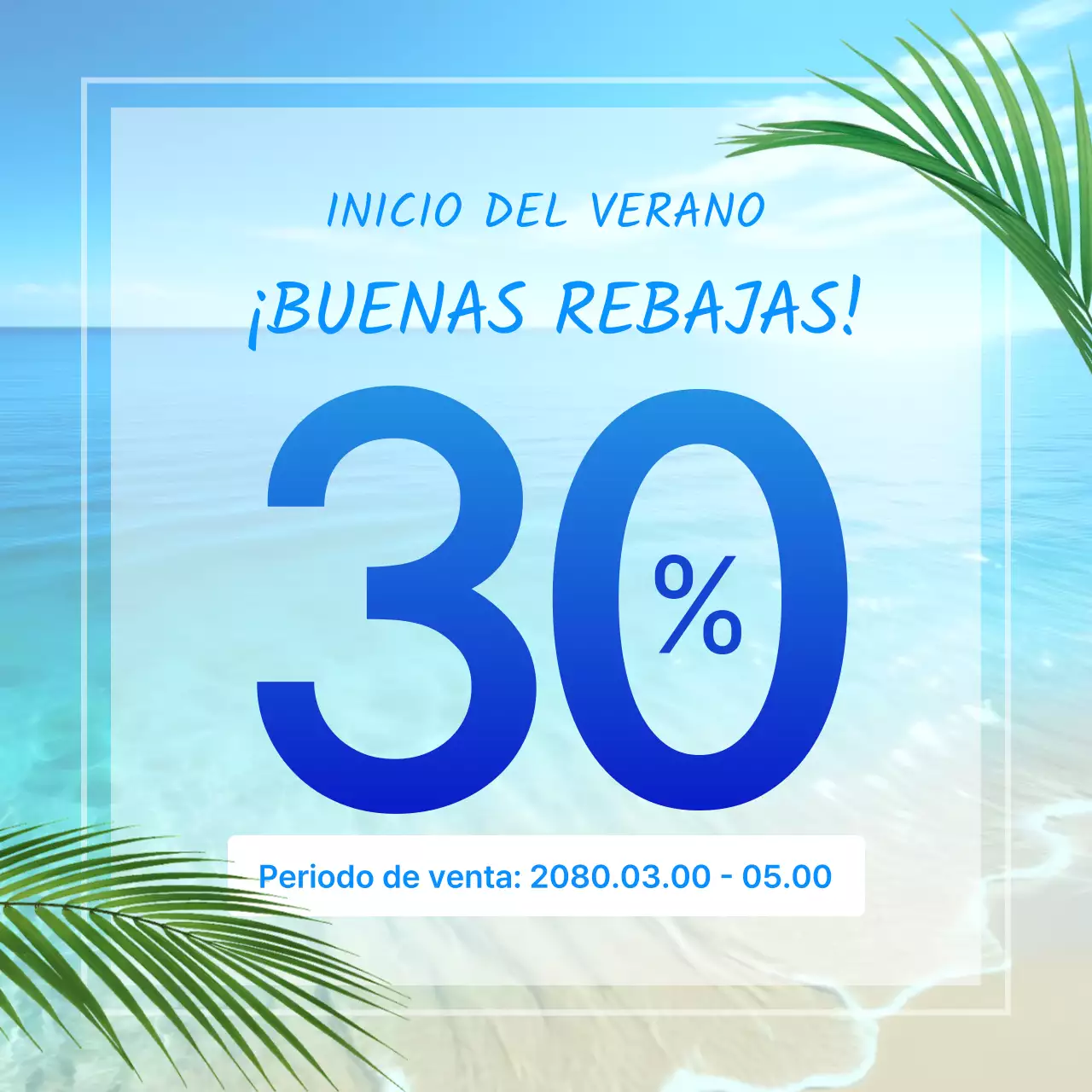 Un anuncio de rebajas de verano en azul brillante