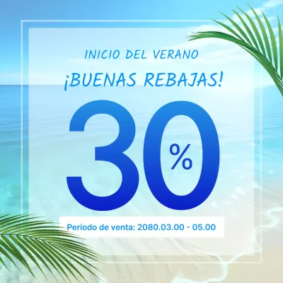 Un anuncio de rebajas de verano en azul brillante