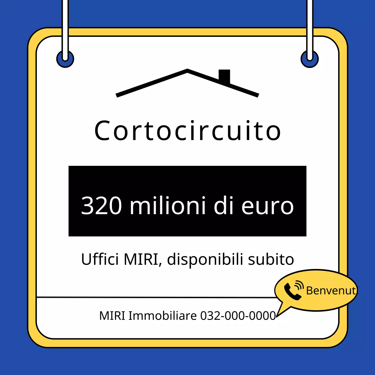 Un semplice annuncio di vendita di un immobile in giallo e blu