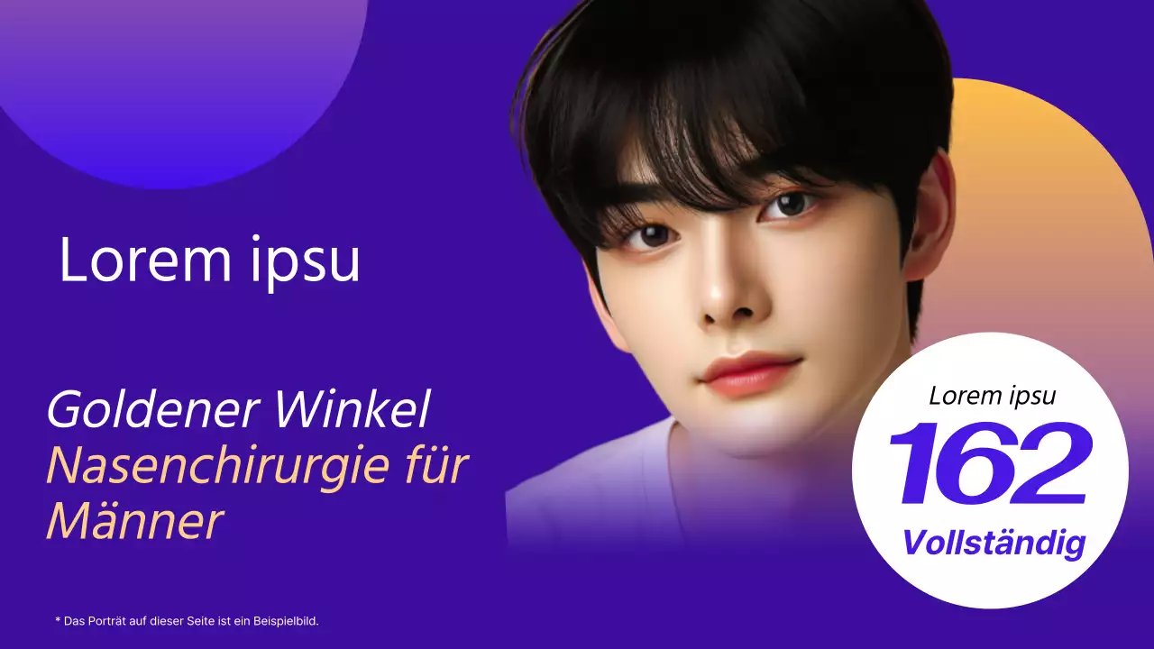 Eine minimalistische, geformte Werbung in Blau und Gelb fördern