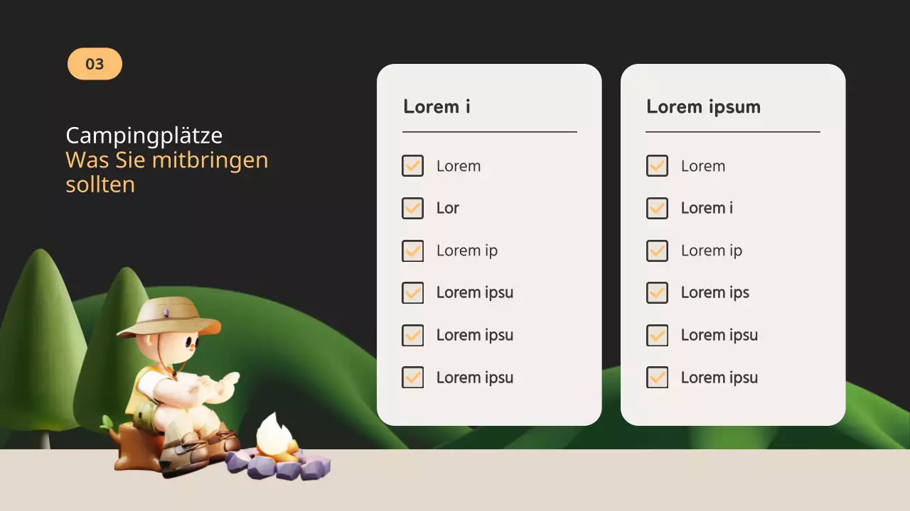 Ein Führer zum orange-beigen Sommercampingplatz