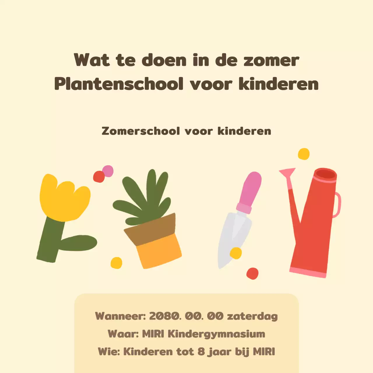 Een gele en groene zomerplantenschool promoten