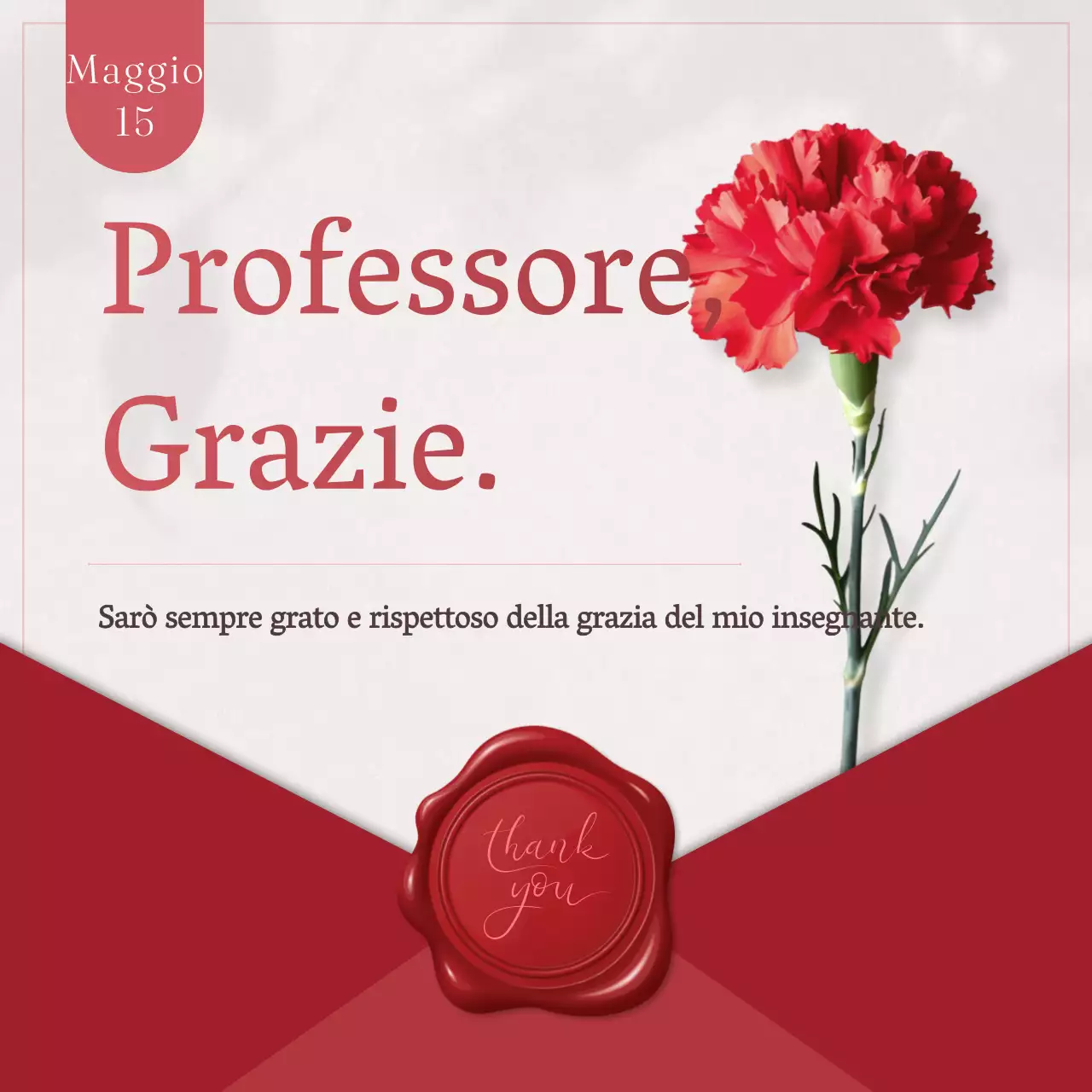 Un classico post di ringraziamento per la Festa dell'Insegnante in rosso e beige
