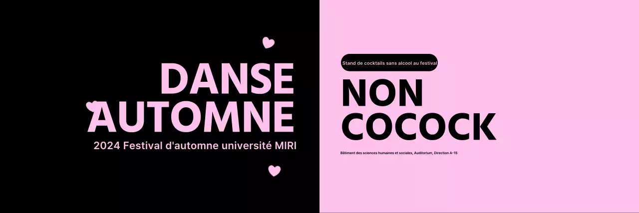 Conception d'un festival utilisant une palette de couleurs bicolores noir et pastel