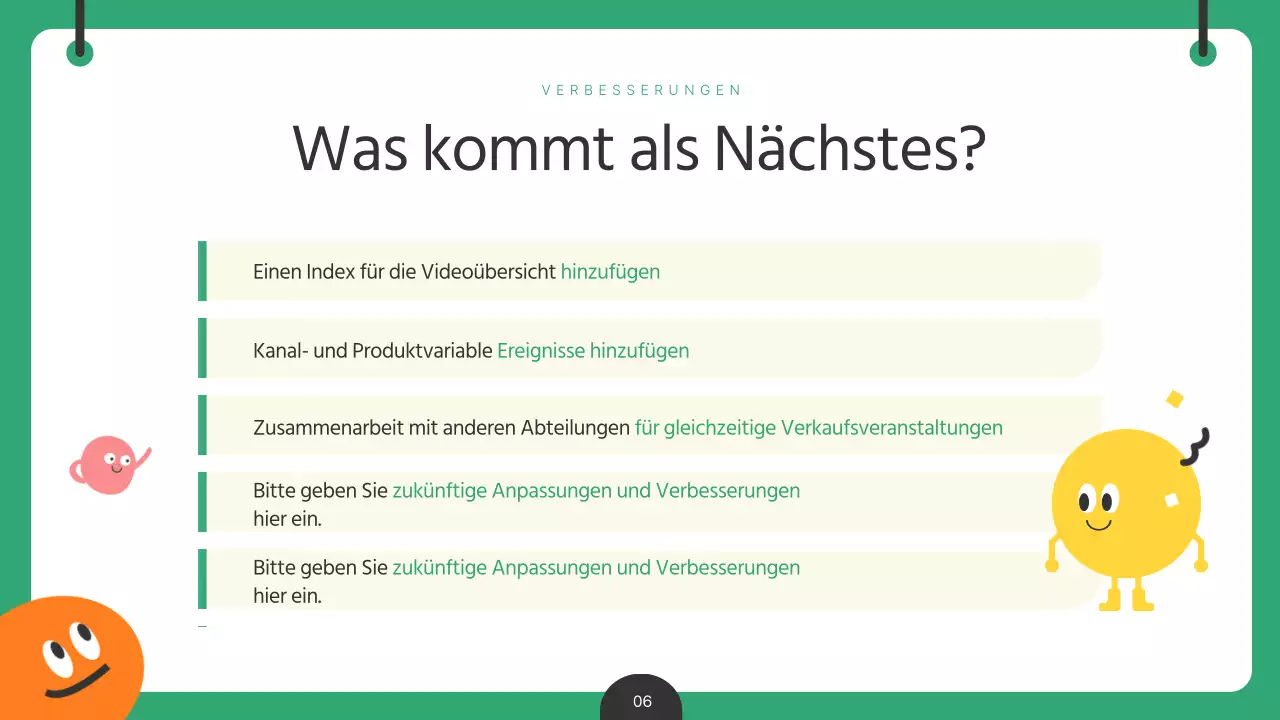 Ein grüner und gelber Bericht zur Analyse von Kinderinhalten