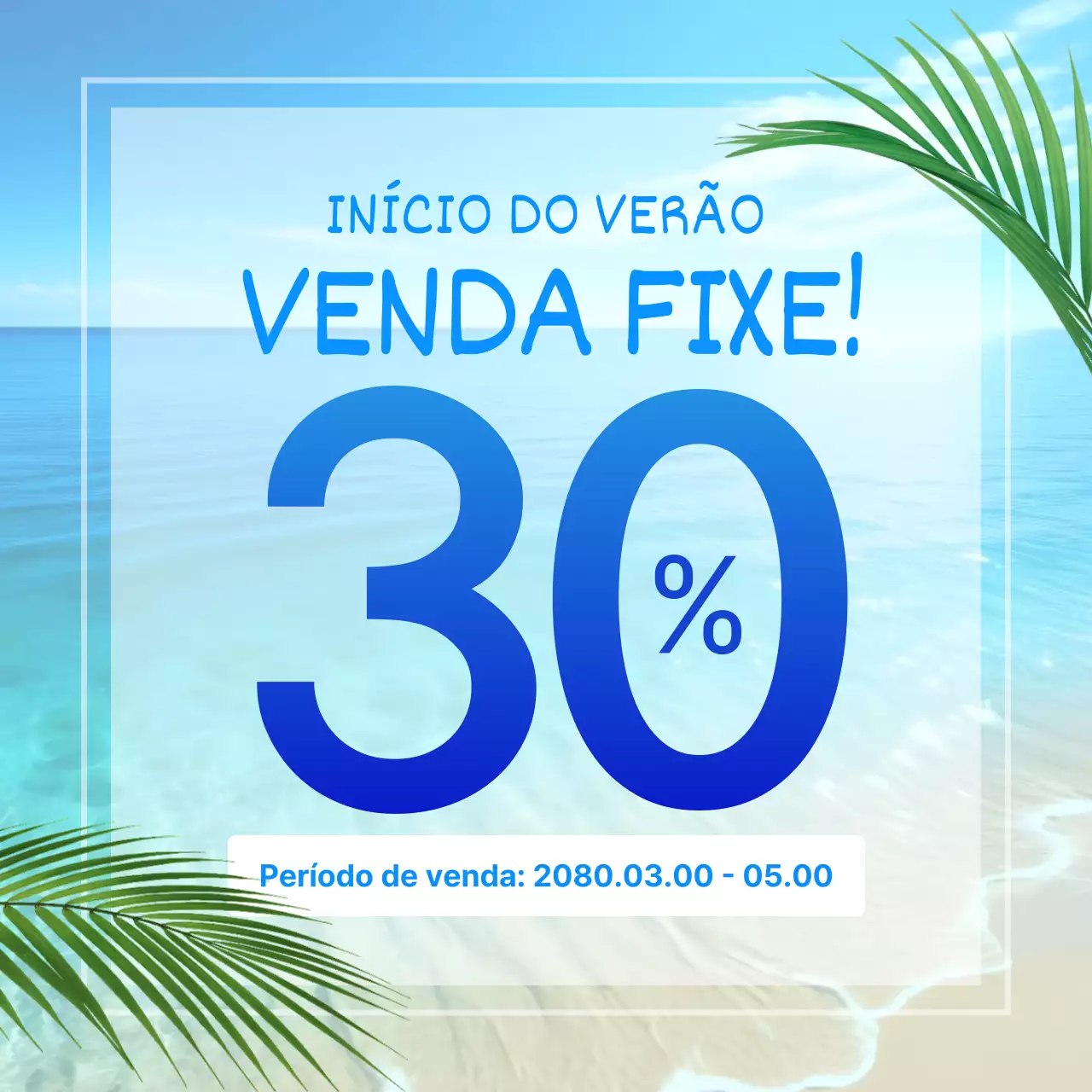 Um anúncio de saldos de verão em azul vivo