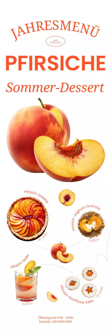 Erfrischendes Pfirsich-Dessert-Café-Banner