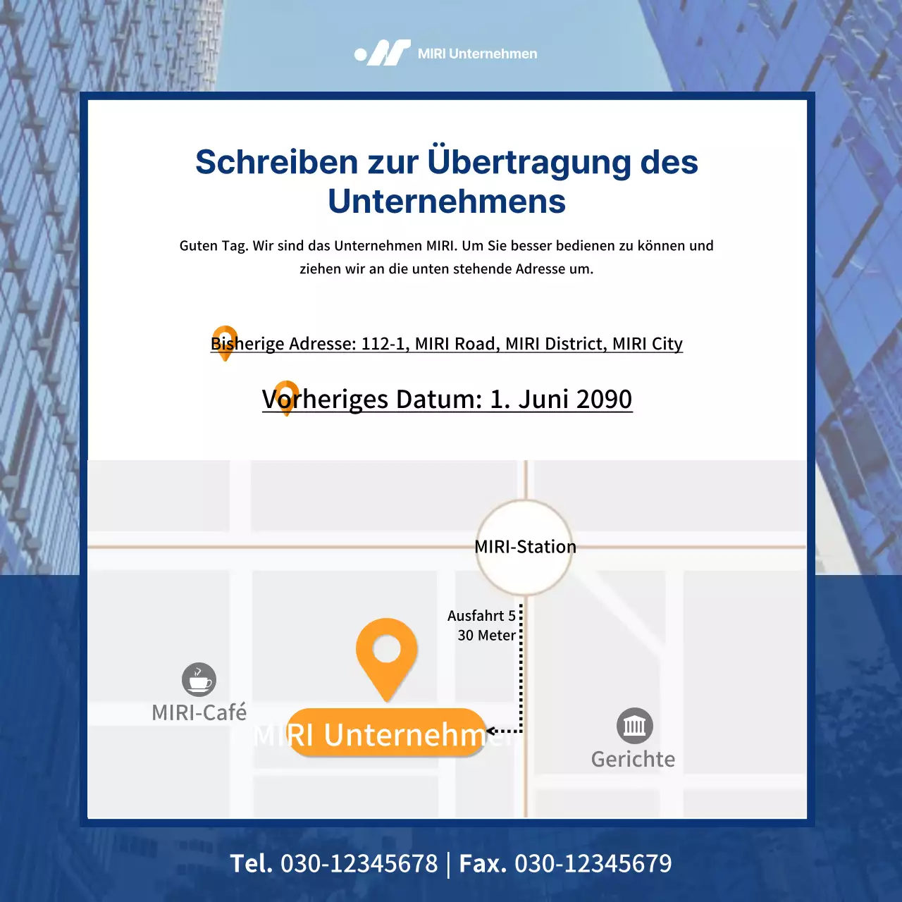 Eine einfache Umzugsanzeige in Marineblau