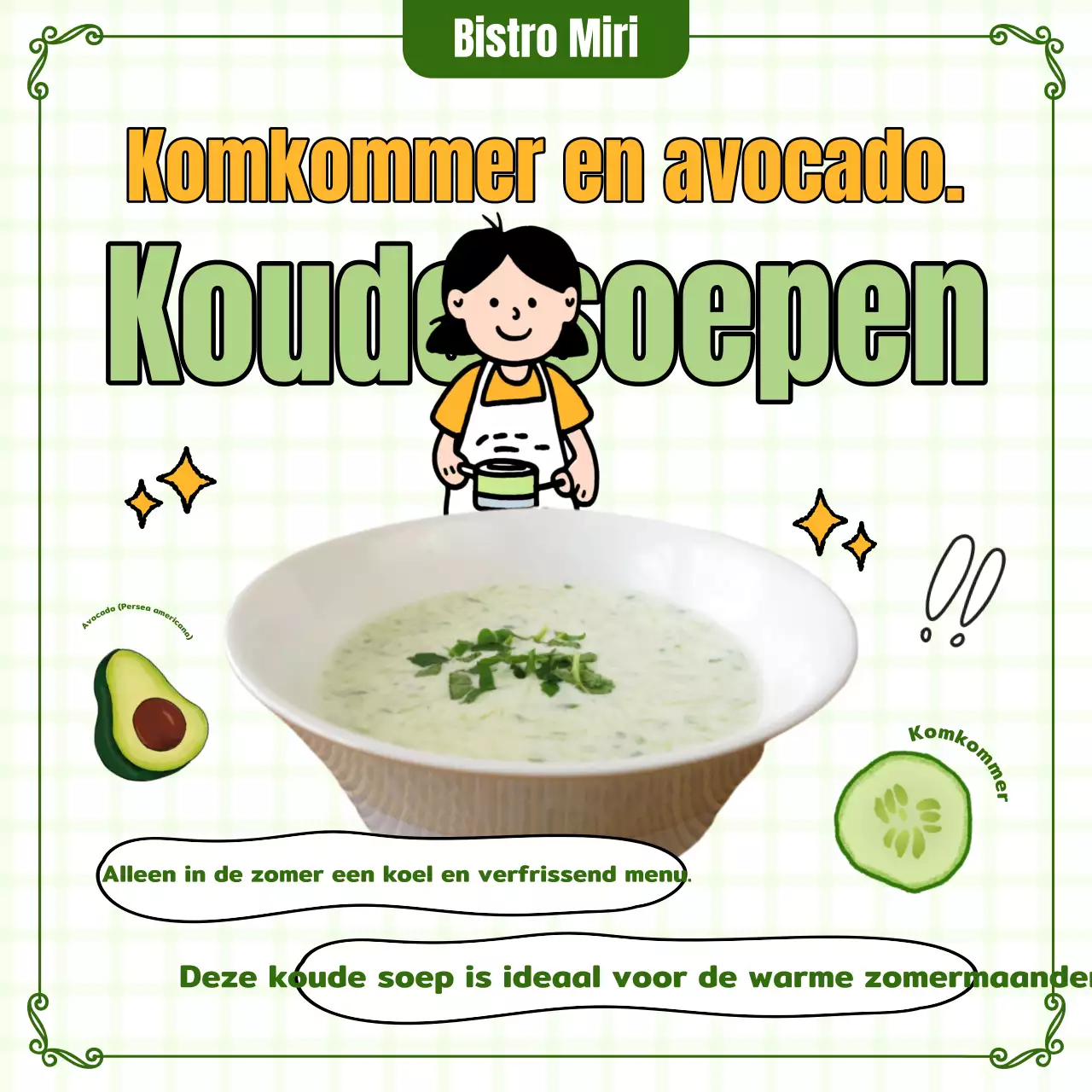 Promoot de heerlijke zomerse seizoensgerechten in chartreuse en geel.