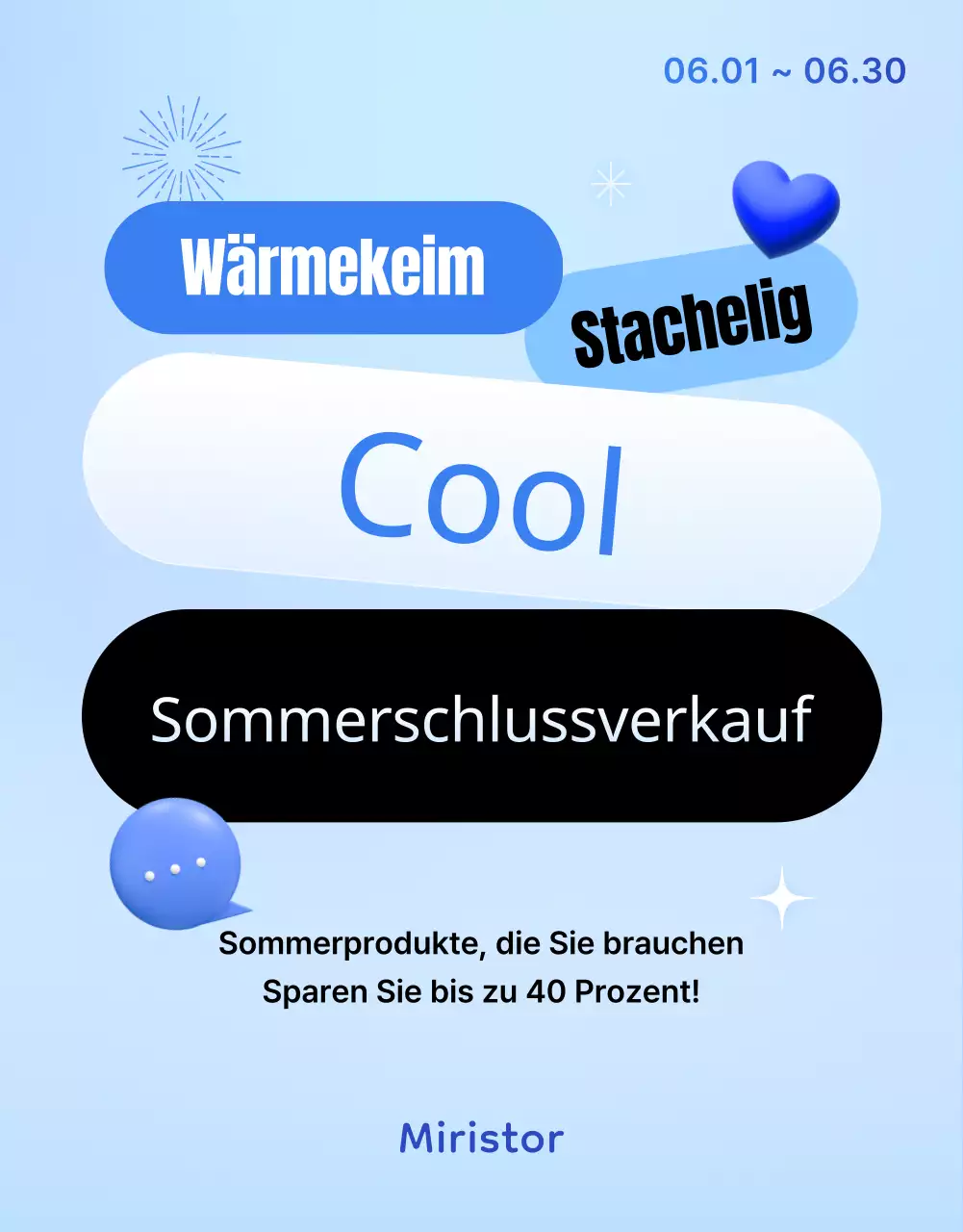 Werben Sie für eine sommerliche Warenpräsentation mit den Trendfarben Blau und Hellblau