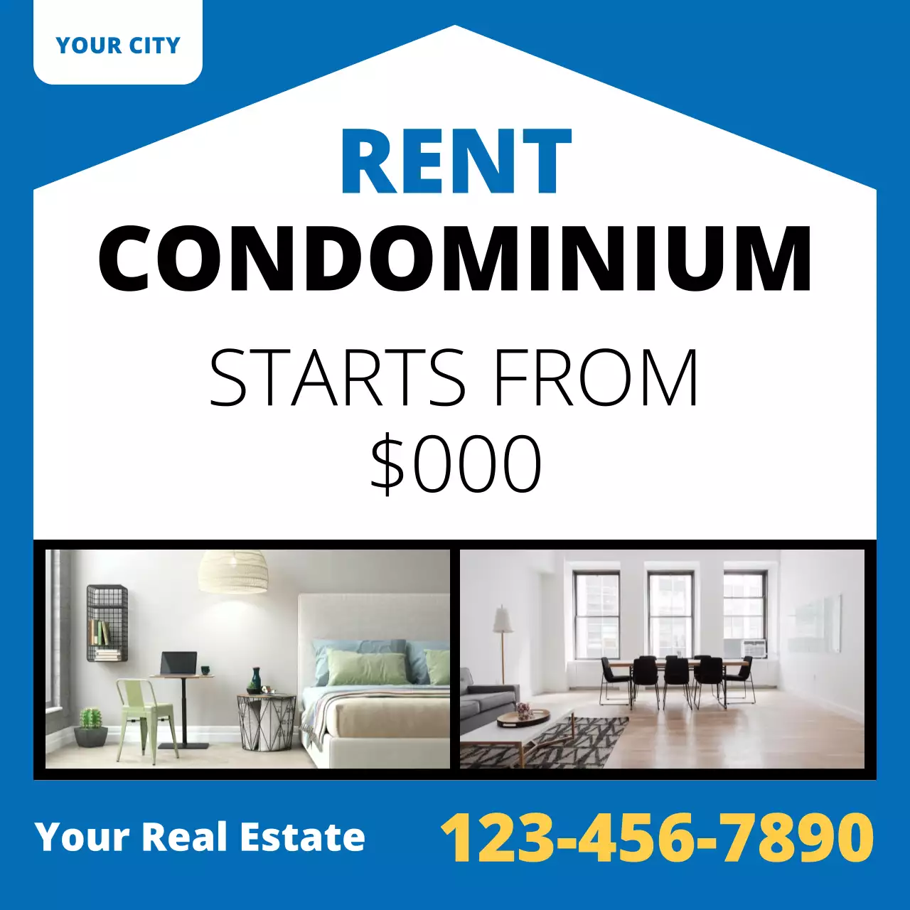 Blue Modern Real Estate Promotion Social Media Post